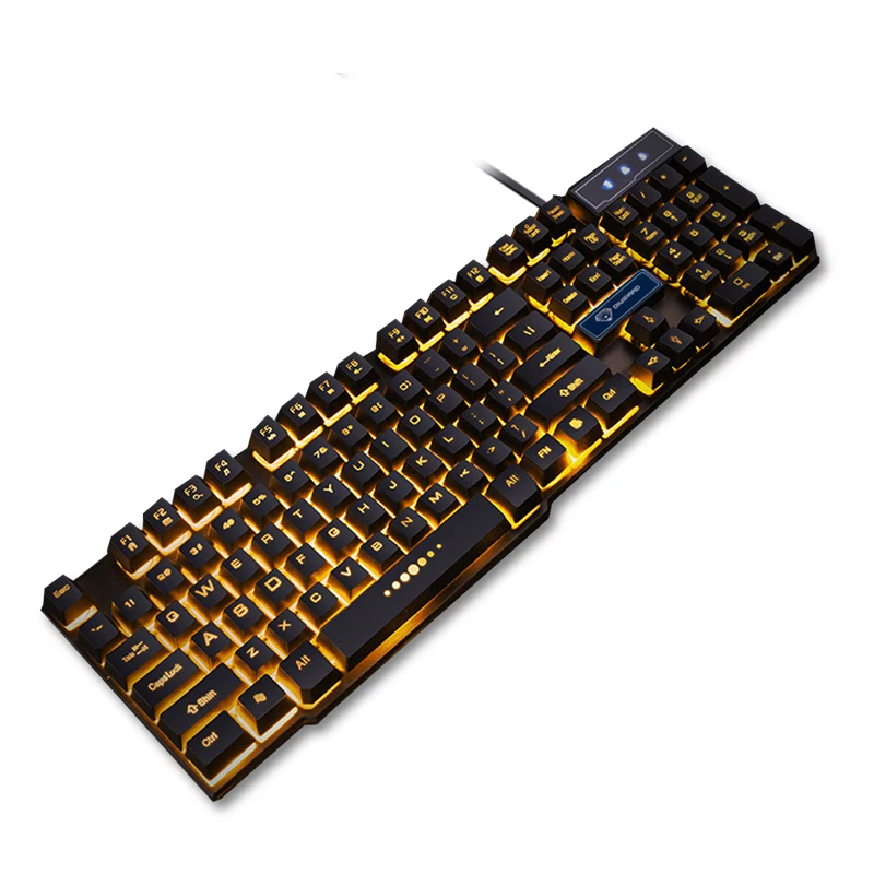 Gaming Keyboard Imitation Mechanical Keyboard 104 Keys Colorful Backlight Ergonomic Crater Floating Button For Desktop Laptop