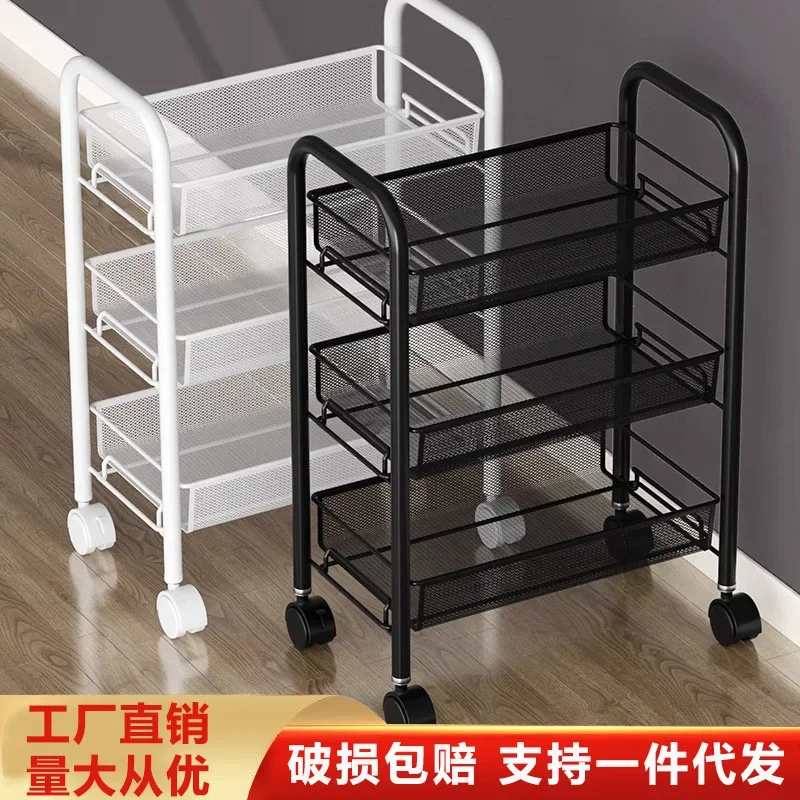 

Kitchen rack multi-layer mobile floor trolley storage rack vegetable and fruit snacks