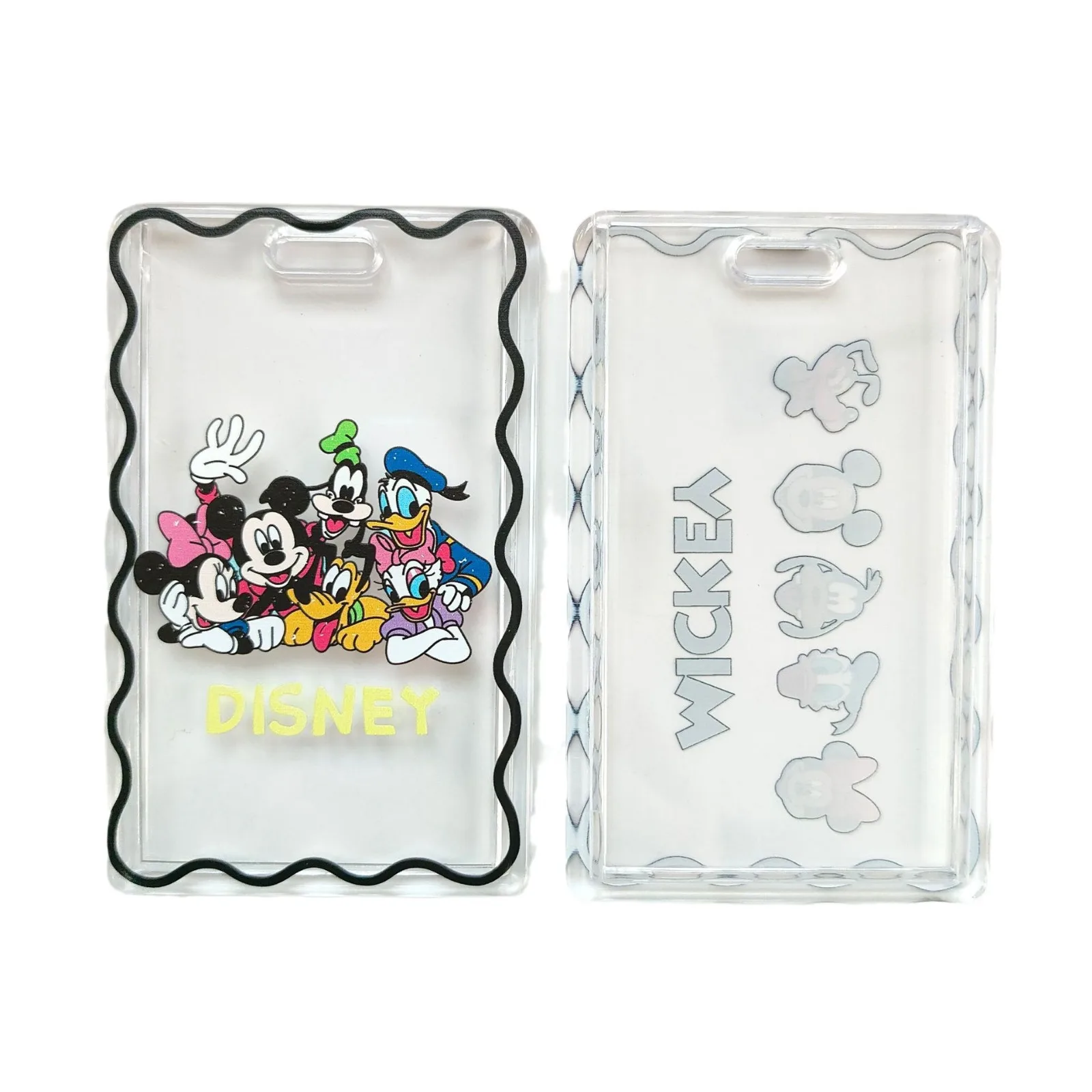 Disney Mickey Mouse Card Holders Cartoon Anime Card Case Bus Card Cover Card Holders ID Card Long Cord Transparent Card Holder