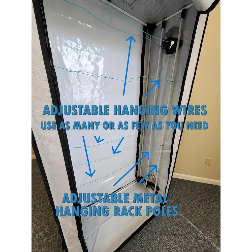 Rack de secagem de ervas e planta combinada de barraca seca e cabide de botões embutido