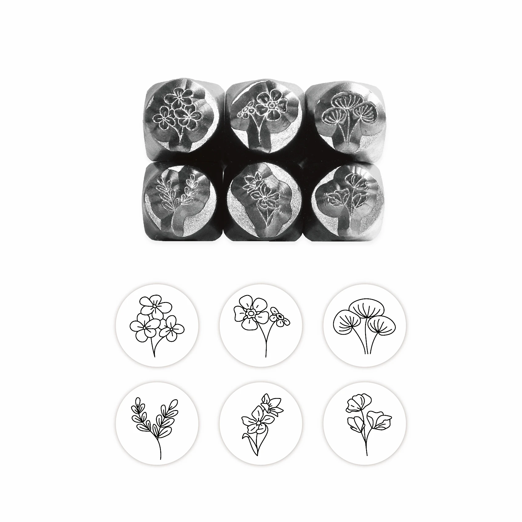 Metal Stamp for Jewelry Making Supplies Flowers and leaves Metal Design Stamp for Metal, Jewelry  (8.2mm)