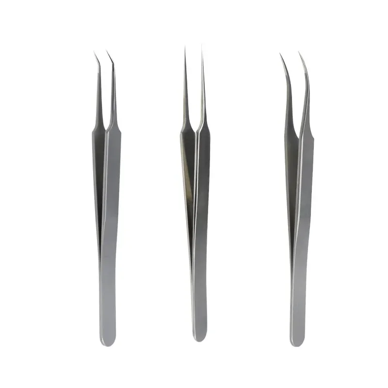 1pcs Hair Implant Tweezers Hair Transplant Implanter Forceps Straight/Angle/ Curved Stainless Steel