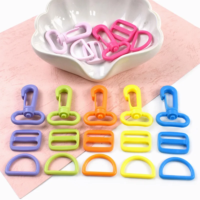 

5Sets 20/25mm Plastic Buckles for Bag Strap D Ring Tri-Glide Slider Swivel Lobster Clasps Webbing Adjuster Hooks DIY Accessories