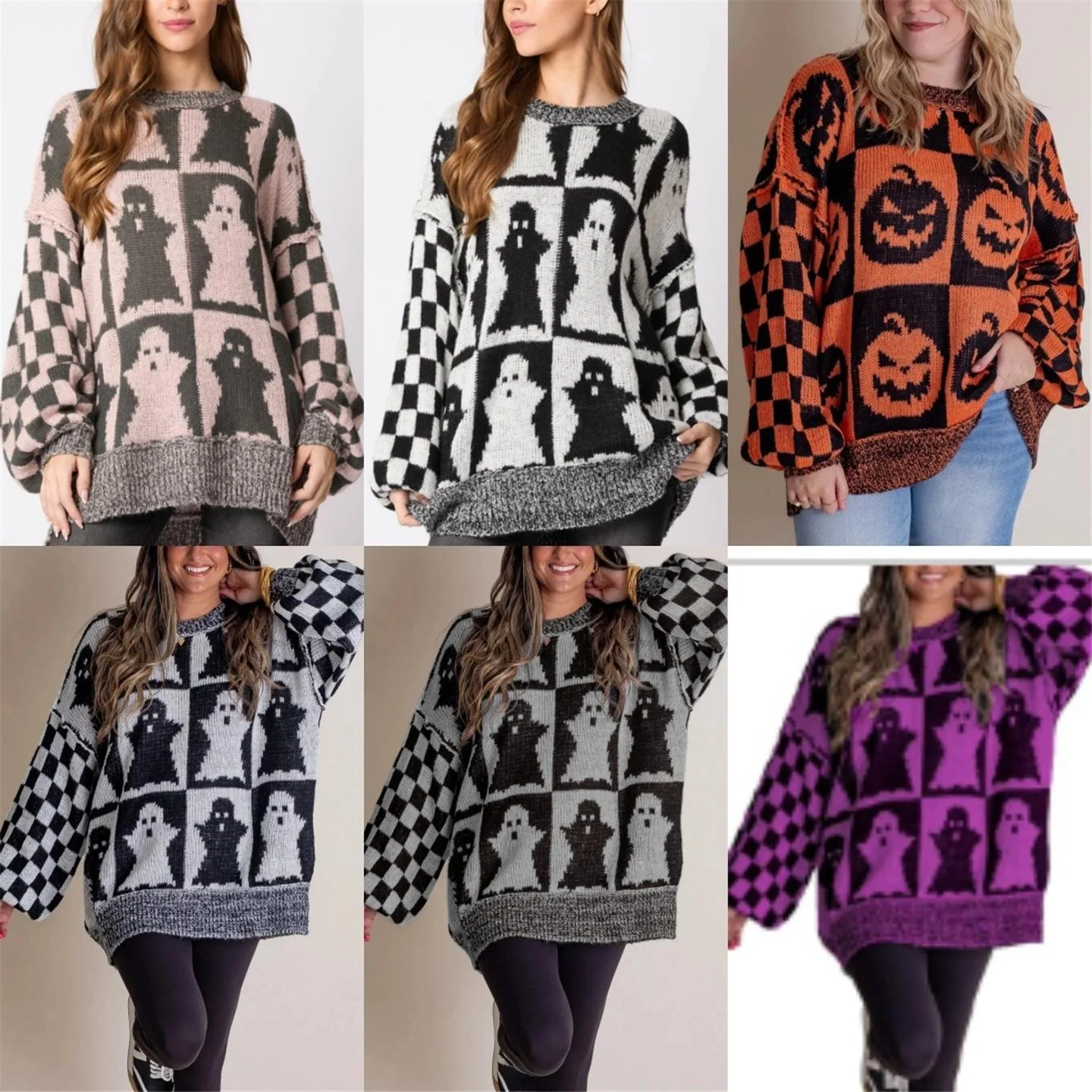

Sexy Knitted Ghost loween Costume Casual Cardigan Top Women's Autumn Winter Knitwear Comfortable Loose Fit Overhead Sweater