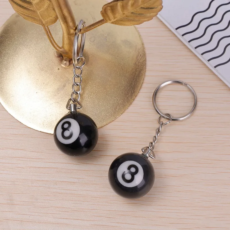 8 Ball Keychain Creative Lucky Black Round Ball Charm Key Ring Gift and Magic Jewelry Accessories for Billiards Love Players