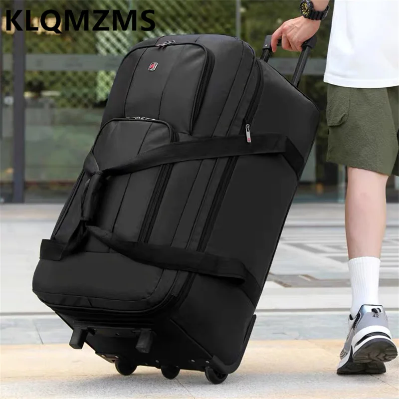 

KLQDZMS Moving Tugboat Trolley Bag Air Check-in Large Capacity Outdoor Camping Luggage Bag Hand-held Storage Travel Bag