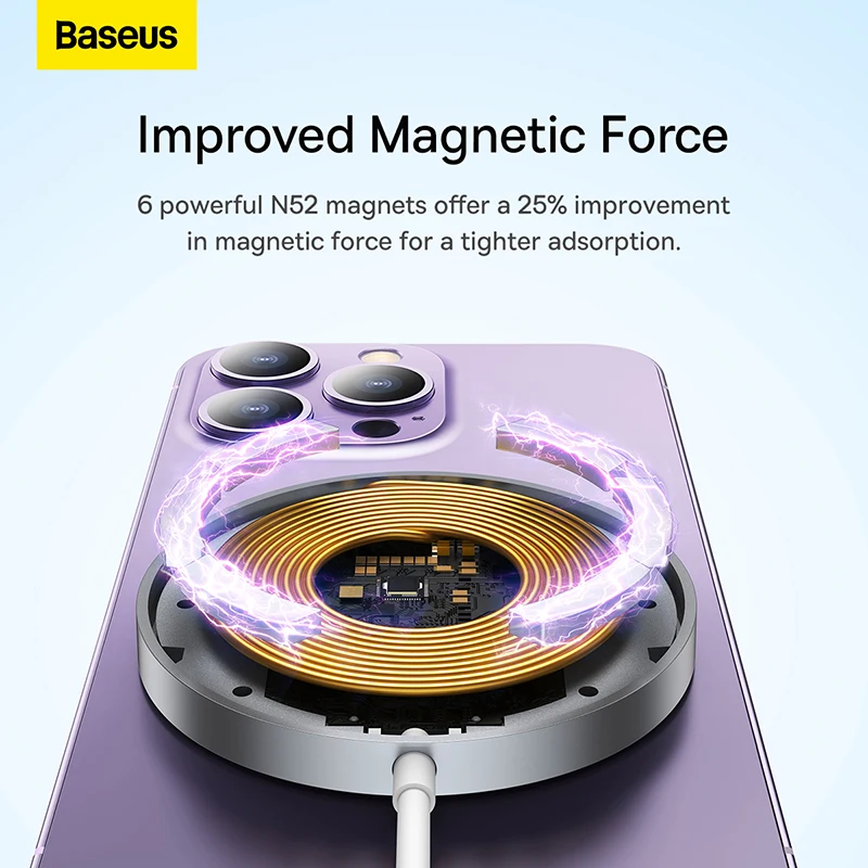 Baseus 15W Magnetic Wireless Chargers for iPhone 14 Qi Wireless Charger Fast Charging Pad for iPhone 15 14 Mini Phone Charger