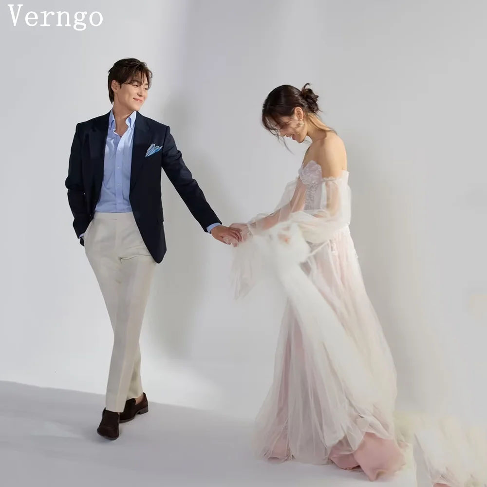 

Verngo lvory Appliques Tulle Fairy Wedding Dress Elegant Korea Bridal Gown Photo Shoot Sweap Train Bride Dresses 2026 Customized