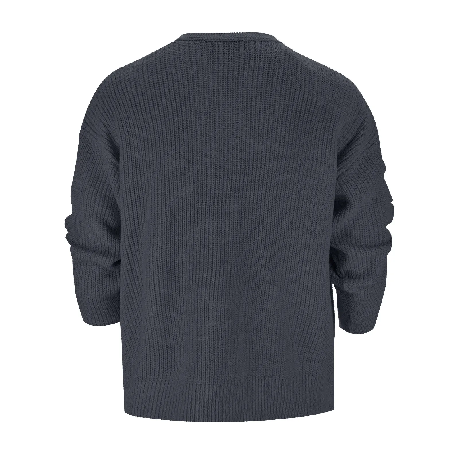 Pull en tricot à col rond pour hommes avec poches, manteau solide, fermeture éclair, long, rétro, randonnée, coupe-vent, mode masculine, automne