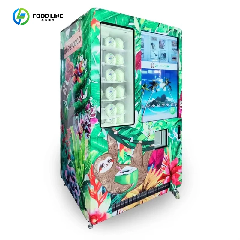 FL Wholesale New Condition  Automatic Mechanical Cool Coconut Vending Machine with Visible Window Customized