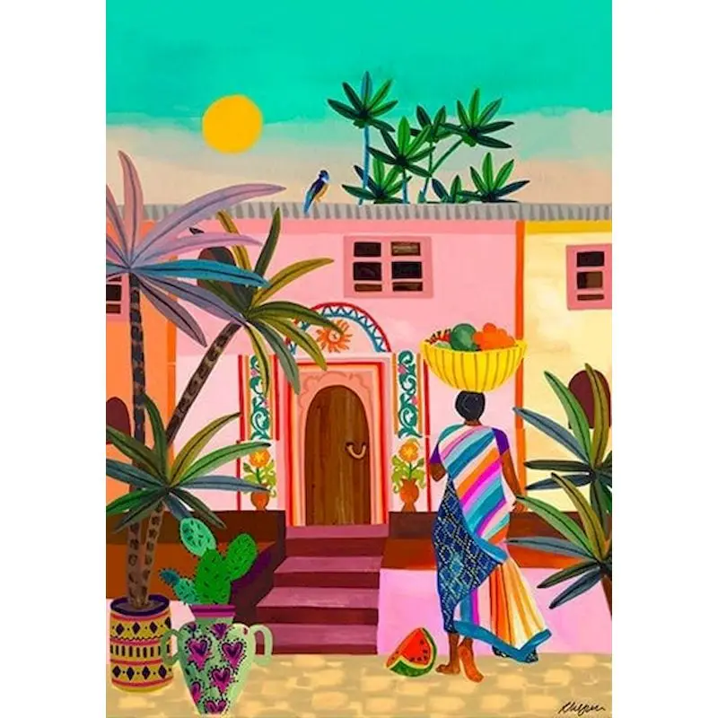 

GATYZTORY Pink House Painting By Numbers Hand Painting Canvas Painting Scenery Crafts Gift Home Decoration Pictures By Numbers