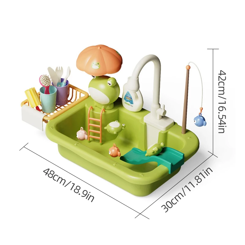 Electric Dishwasher Playing Kitchen Toy Kids Vegetable Basin Sink Toys With Running Water Playing House Fishing Toy Girls Gifts