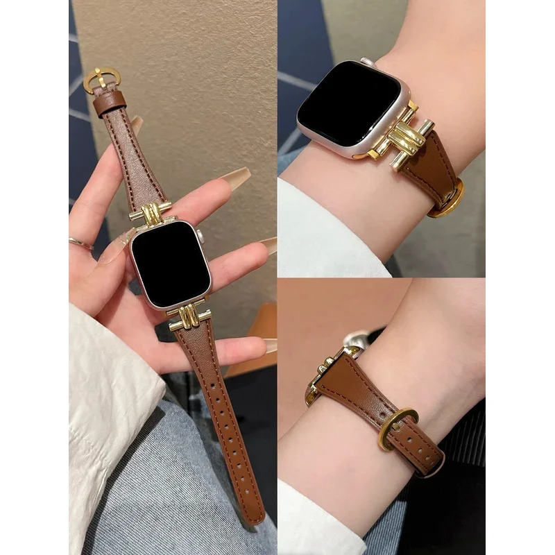 

Leather loop Correa For Apple Watch band Series Ultra 10/9/8/7/6/5/4/3/2/1 SE 38mm 40mm 41mm 42mm 44mm 45mm 46mm 49mm Strap