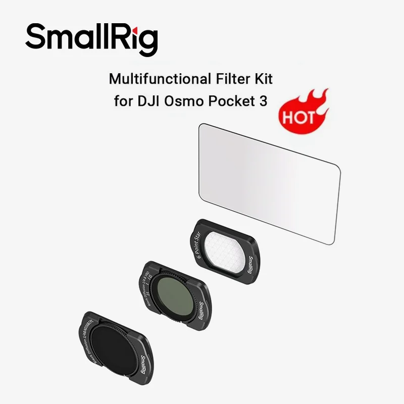SmallRig Magnetic Multifunctional 1/4 Black Diffusion & ND16 & CPL  Filter Kit for DJI Osmo Pocket 3 w 6 Point Star Filter -5122