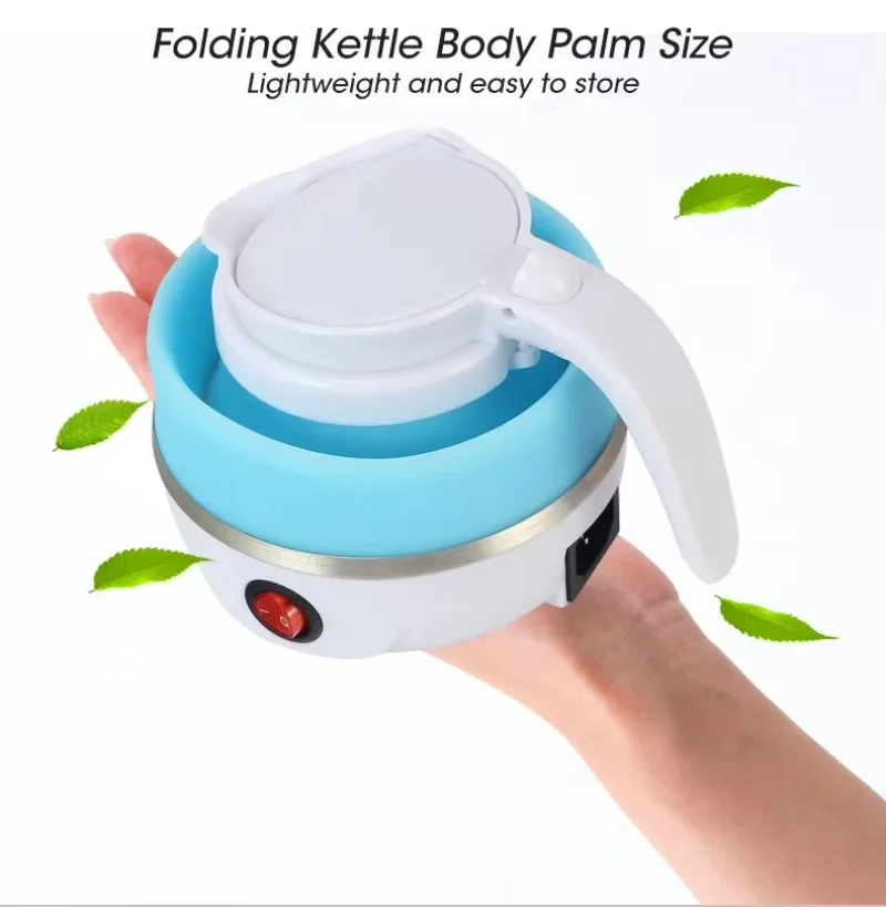 600mlTravel Household Folding Kettle Silicone304 Stainless Steel Portable KettleCompression Foldable Leakproof KitchenAppliances