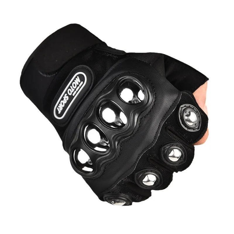 Motorcycle Riding Steel Shell Half Finger Gloves Men Tactical Glove Winter Biker Women Cycling The Cold Work Man Arm Warmers