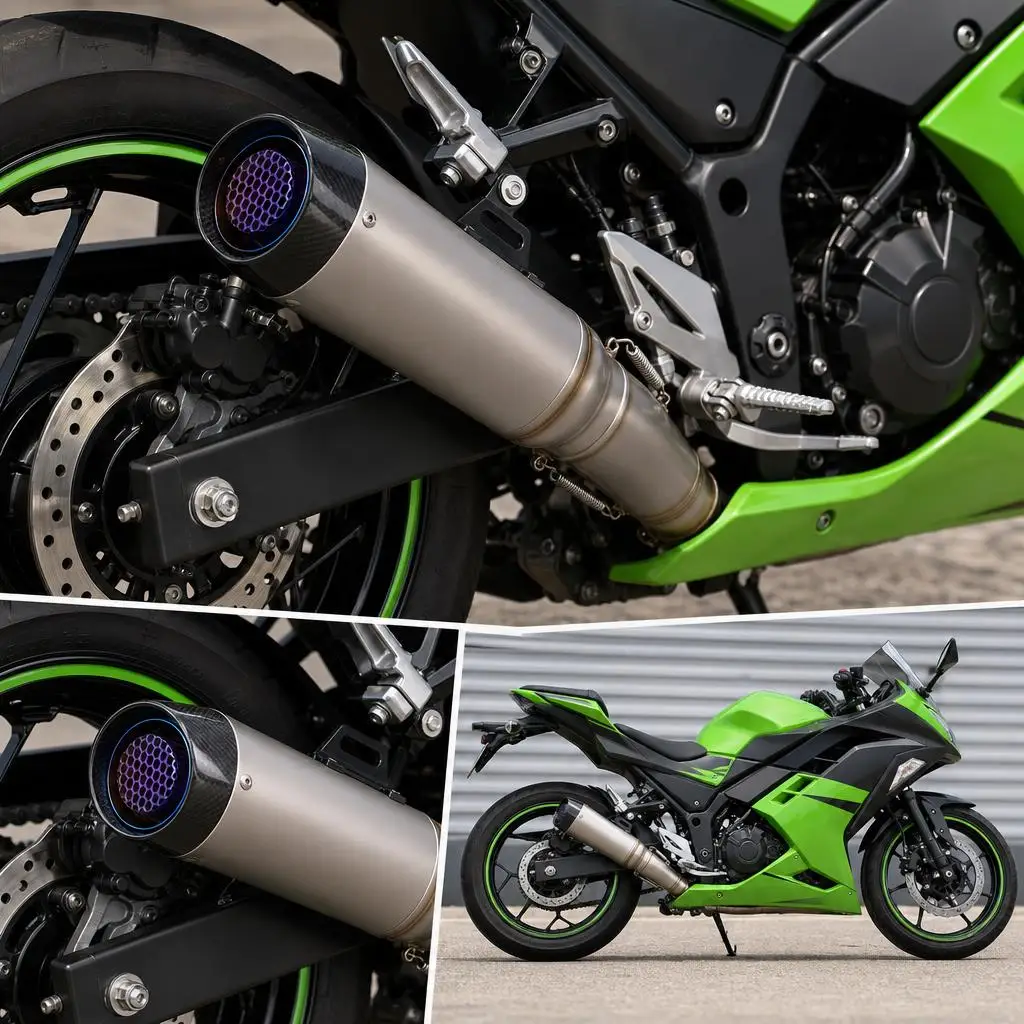 51mm Motorrad-Auspuffrohr Titan-Imitation Carbon Schwarz Universalmodell für Little Ninja Z250 300 400 Mt0709 R25r3r6