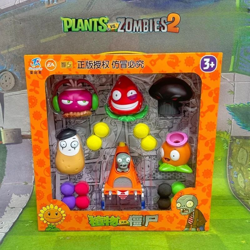 Nuevas plantas vs. Zombies 2 juegos de goma suave juguetes de plantas Doom-Shroom Auberninja Strawburst Mecha Barricade Zombie juego de disparos juguete