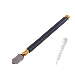 TOYO TC-17 Oil Glass Cutter Metal Handle Diamond Straight Head Cutting Tool New Black