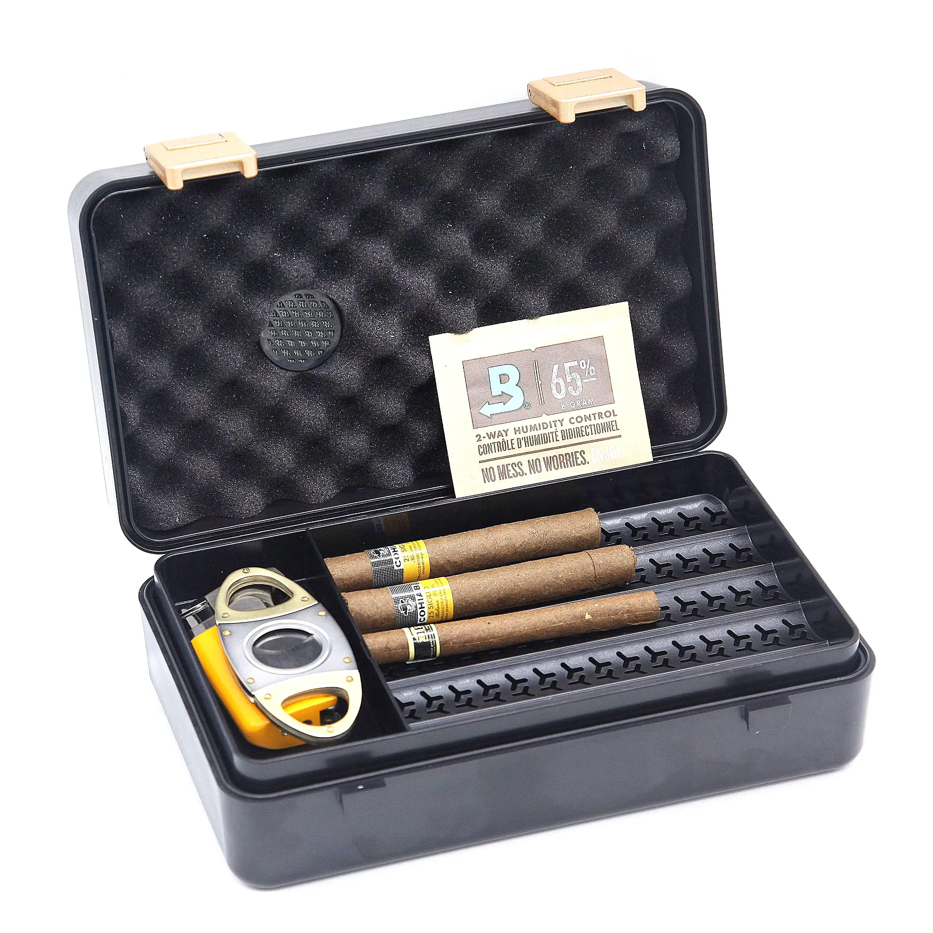 DEJAYA ABS Cigar Humidor Box Two Layers With Hygrometer Cigarettes Case Cigarro Storage Waterproof Pressure-resistant Travel