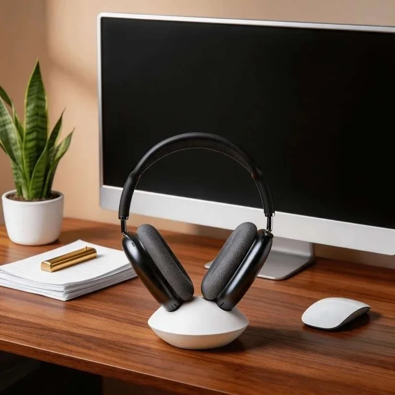 Sleek Desktop Headset Mount Compact Headphone Holder Space Saving Tabletop Audio Gear Display Rack