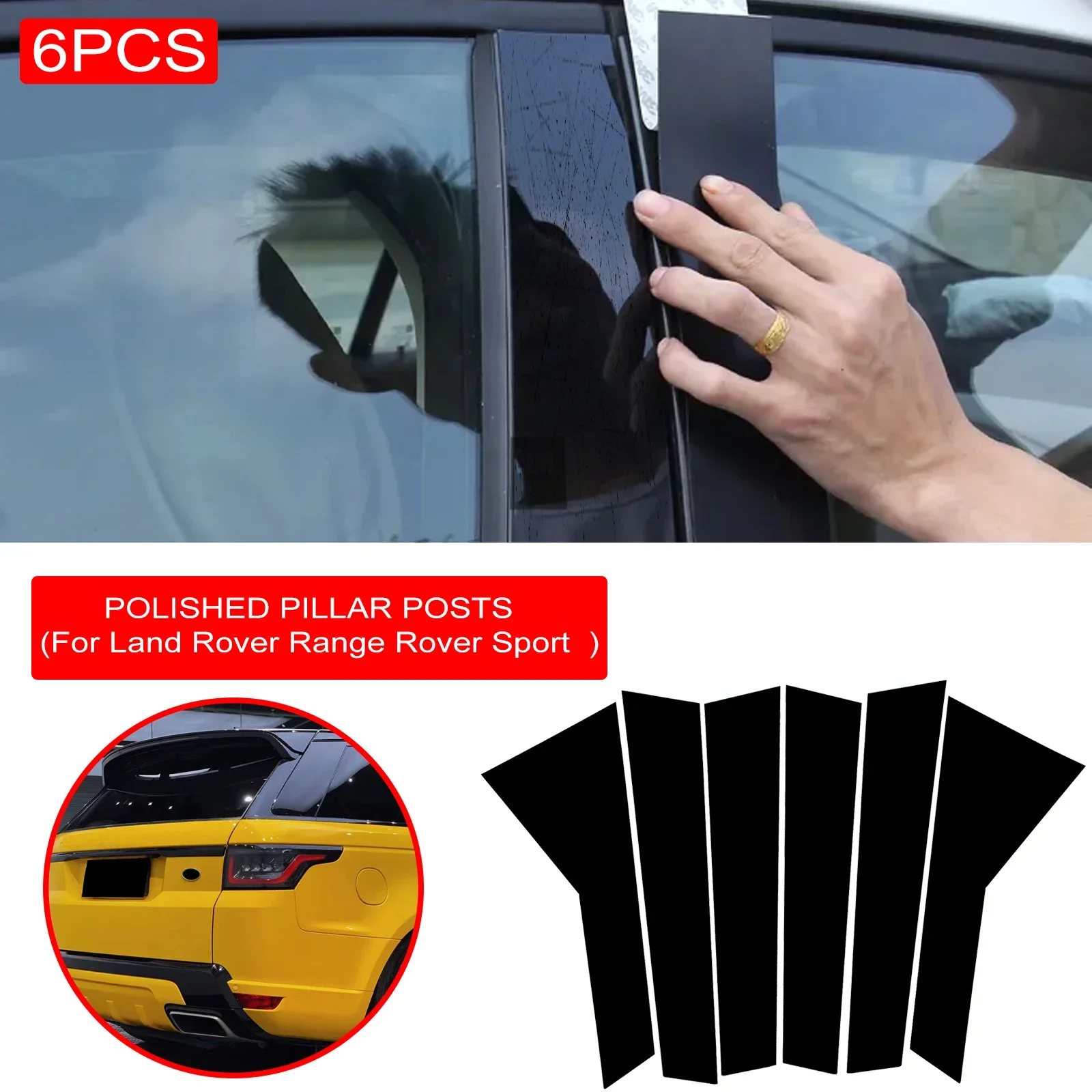 6pcs Car Window B-Pillar Trim Sticker For Land Rover Range Rover Sport L494 Door Pillars Wrap Film Styling Accessories Dropship