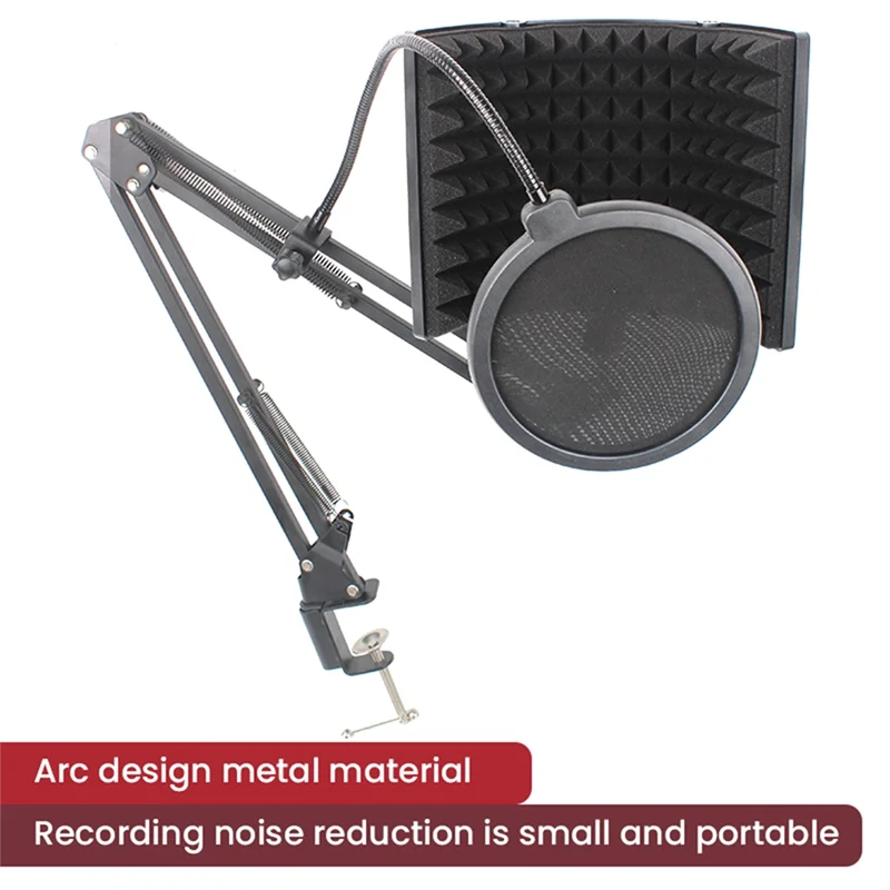 Mini microfone 3 painéis dobrável tela acústica peça acessória de espuma com suporte para gravação de transmissão ao vivo LO-PS58
