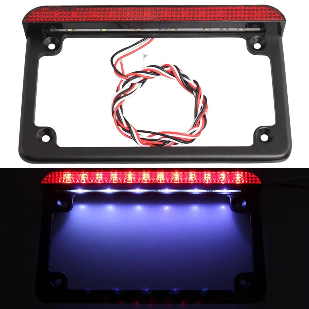 Motorcycle Black License Plate Frame W ith LED Turn Signal Indicator Light Bracket Accessorie For Honda /Suzuki/Kawasaki/ Harley