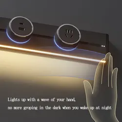 EU US Universal Home Room Movable Power Rail Sliding Track Socket With LED Human Body Induction Light Desktop Mobile Socket