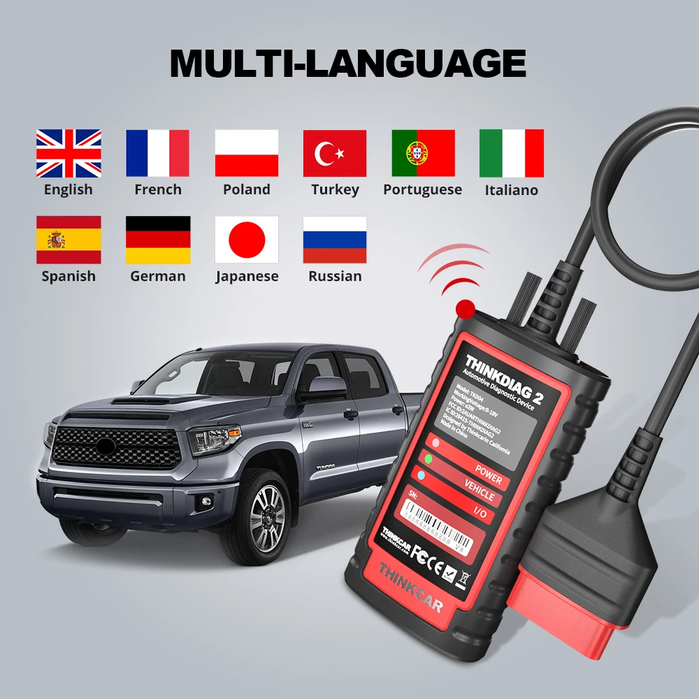 New THINKCAR ThinkDiag 2 All Car Brands Canfd Protocol 16 Reset Service 1 Year Free OBD2 Diagnostic Tool Active Test ECU Surpass