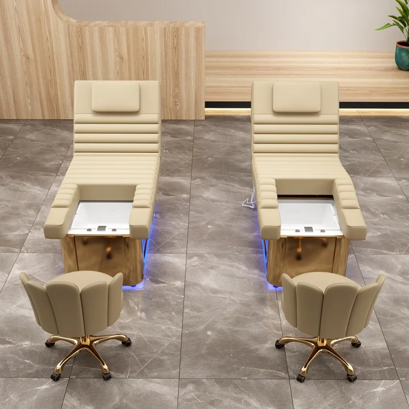 

Factory Luxury Electric Beauty Salon Foot Bed Nail Foot Bath Spa Pedicure Chair Table Led Lights With Drawers for Nail Salons