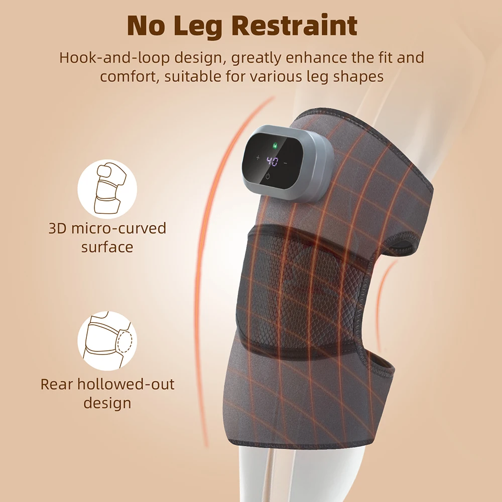 Heated Knee Massager Hot Compress Vibration Pad Shoulder Elbow Rechargeable Knee Protection Support Brace Health Care view 4