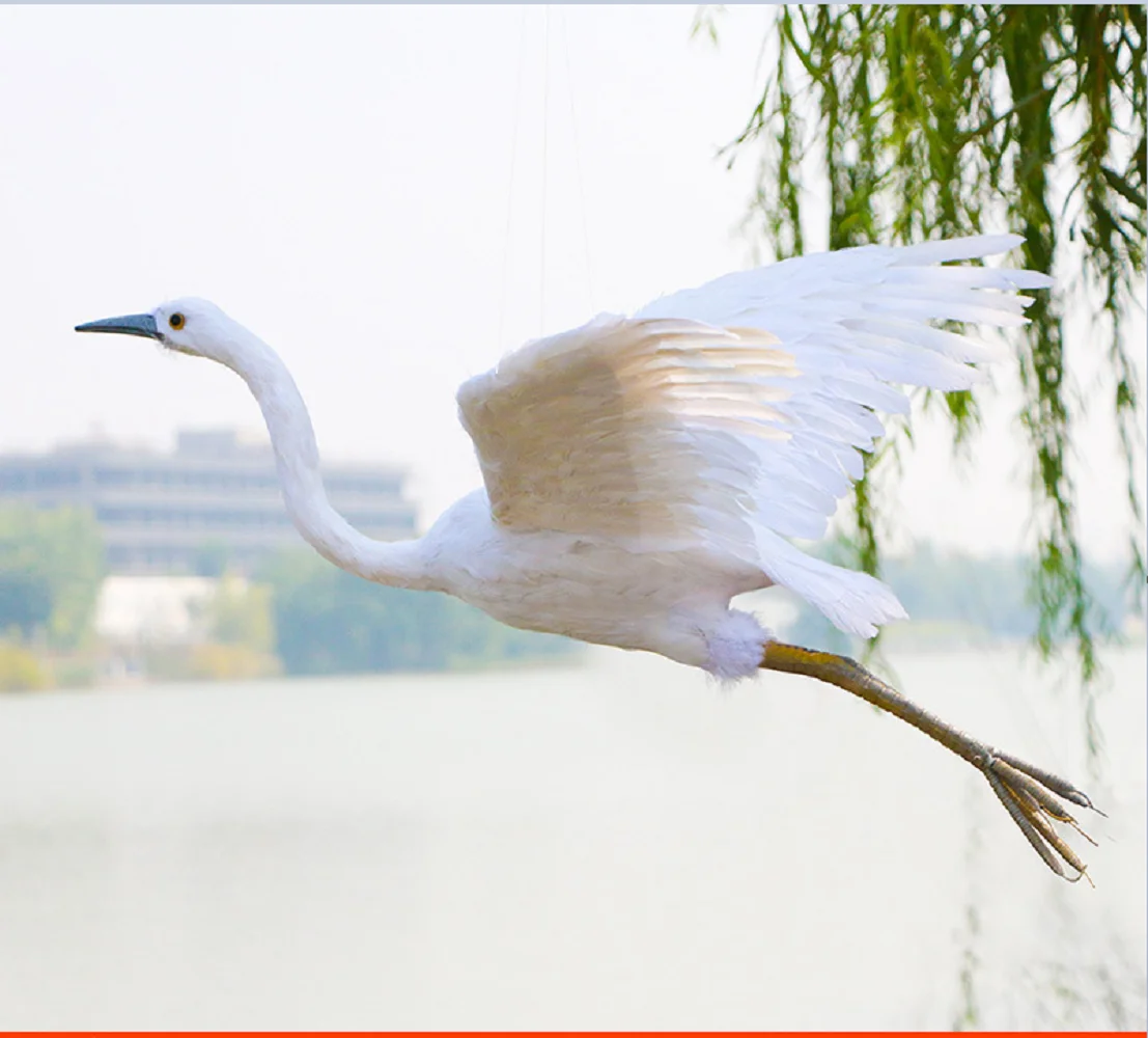 big white Egret model foam&feather wings simulation Egret bird garden decoration gift about 80x70cm xf2926