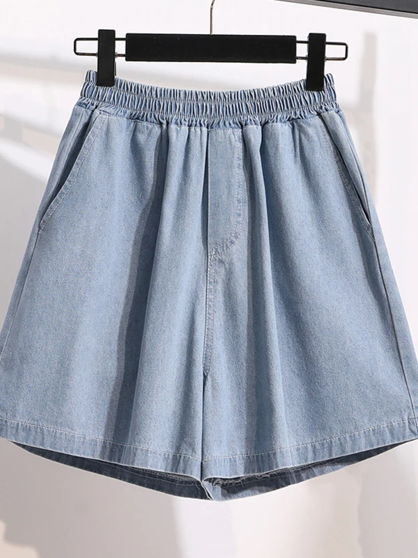 

Повседневные джинсовые шорты с высокой талией и широкими штанинами, летние, больших размеров, модные, свободного кроя, А-силуэт, прямые брюки-шорты в художественном стиле