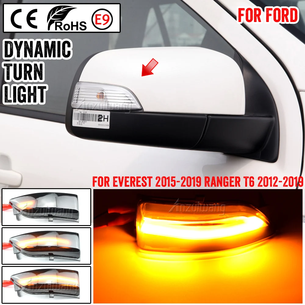 

Pair Dynamic LED Side Rearview Mirror Indicator Light Turn Signal Light Lamp for Ford Everest 2015-2019 Ranger T6 Raptor Wildtra