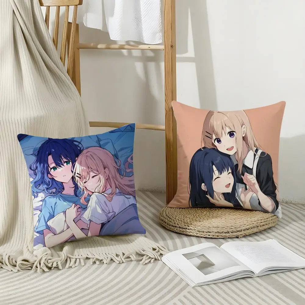 Yuri Anime A-Adachi and ShimamuraS Cushion Cover Short Plush Breathable Pillowcase Odorless Invisible Zipper Washable Removable