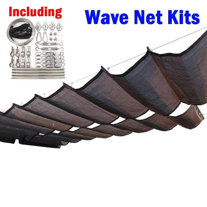 

Telescopic Wave Sun Shade Net With Installation Accessories Garden Gazebo Canopy Shading Sail Swimming Pool Sunshade Net Awning