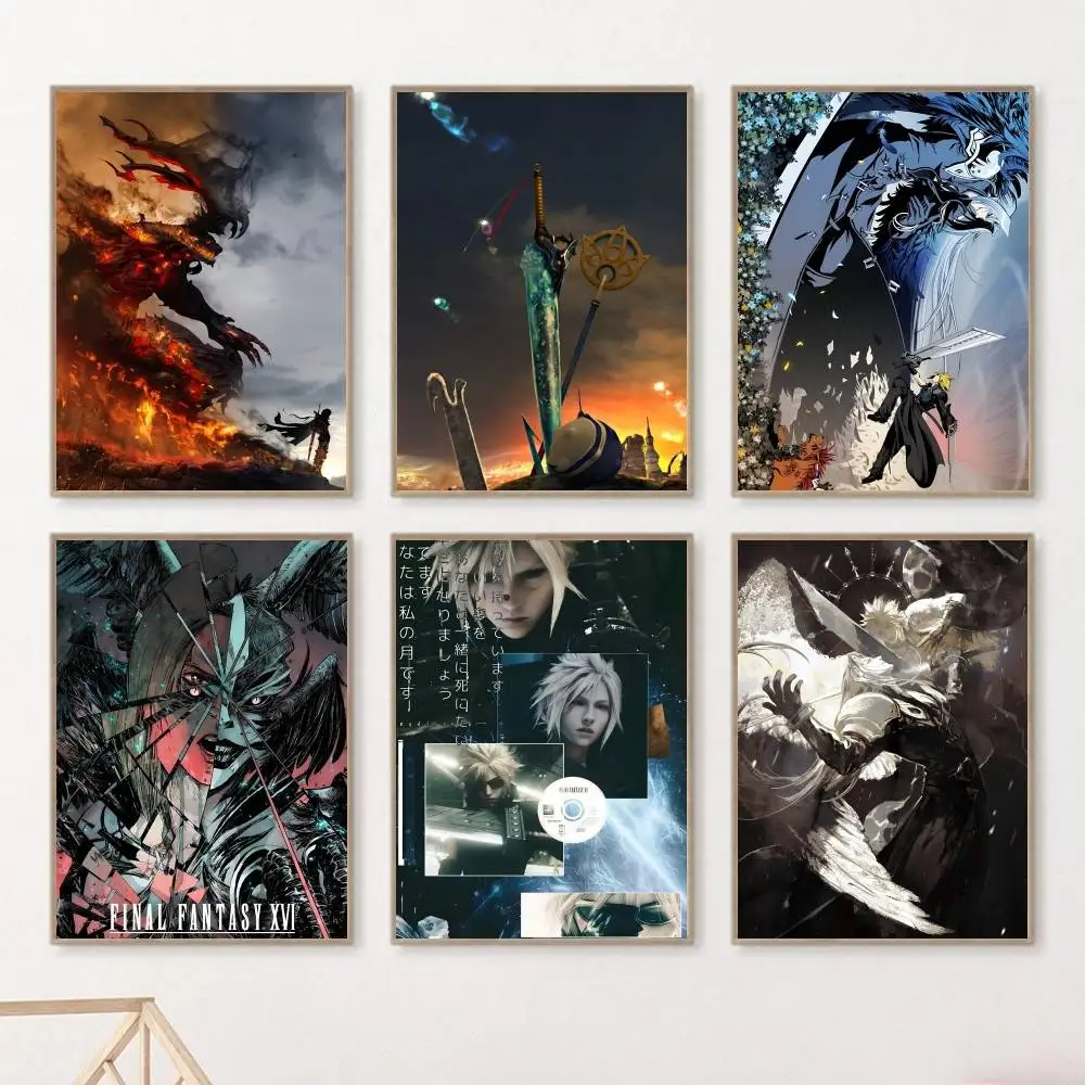 Classic Hot Anime Game F-Final F-Fantasy Cloud Strife Posters HD Print Vintage Wall Art Decor for Home Study Room
