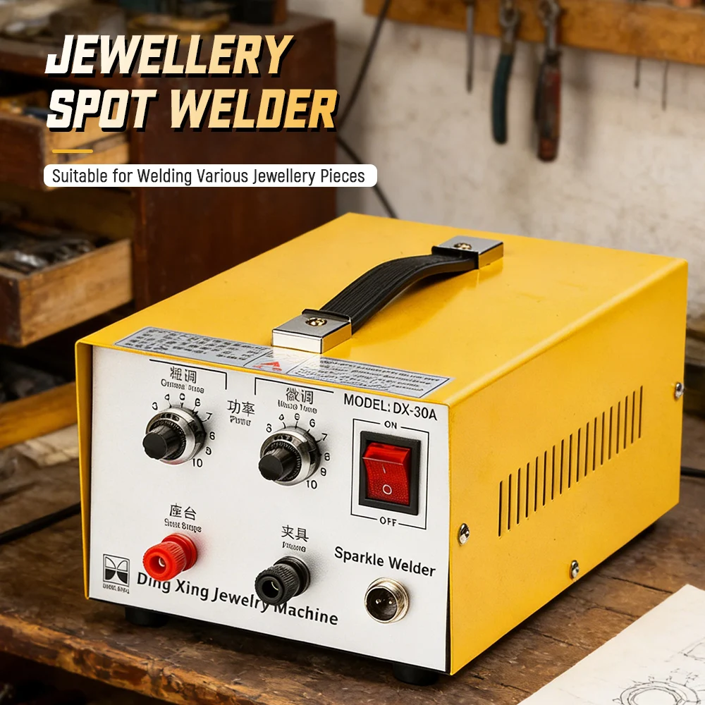 30A Jewelry Spot Welder Portable Electric Welding Machine with Fixed Bracket Foot Switch for Gold Silver Jewelry Repair & Making