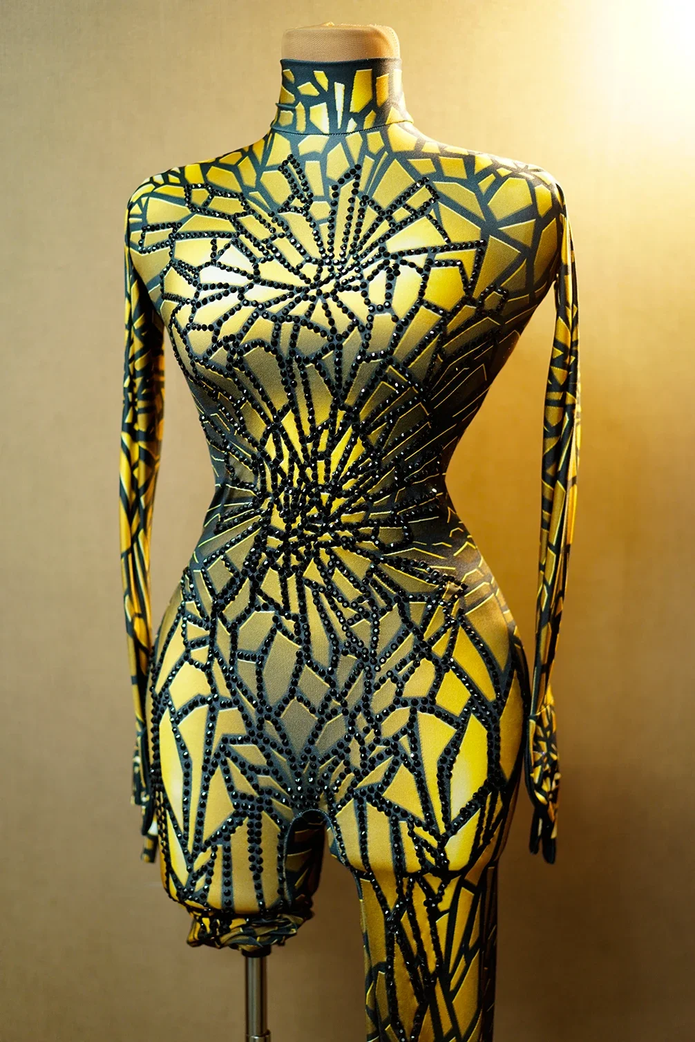 

Сексуальный комбинезон с длинными рукавами и бриллиантами, наряд для бальных танцев на шесте, модный клубный костюм, женская фотография