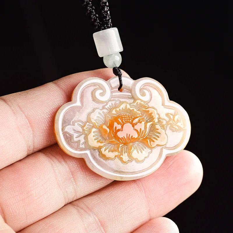 

Myanmar Jadeite Flower Pendant Necklace Luxury Charm Real Jewelry Natural Gemstone Fashion Accessories Burmese Jade