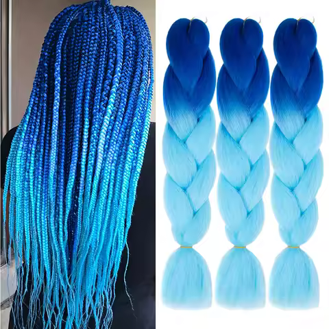 Synthetic 24inch 100g 1Pcs Jumbo Braiding Hair Ombre Braiding Hair High Temperature Synthetic Crochet Braids Hair Extensions