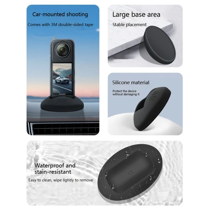 CoverJoy Fixed Base untuk Insta360 X5 /X4 Dudukan Kamera Silikon untuk Meja dan Mobil Anti Getaran