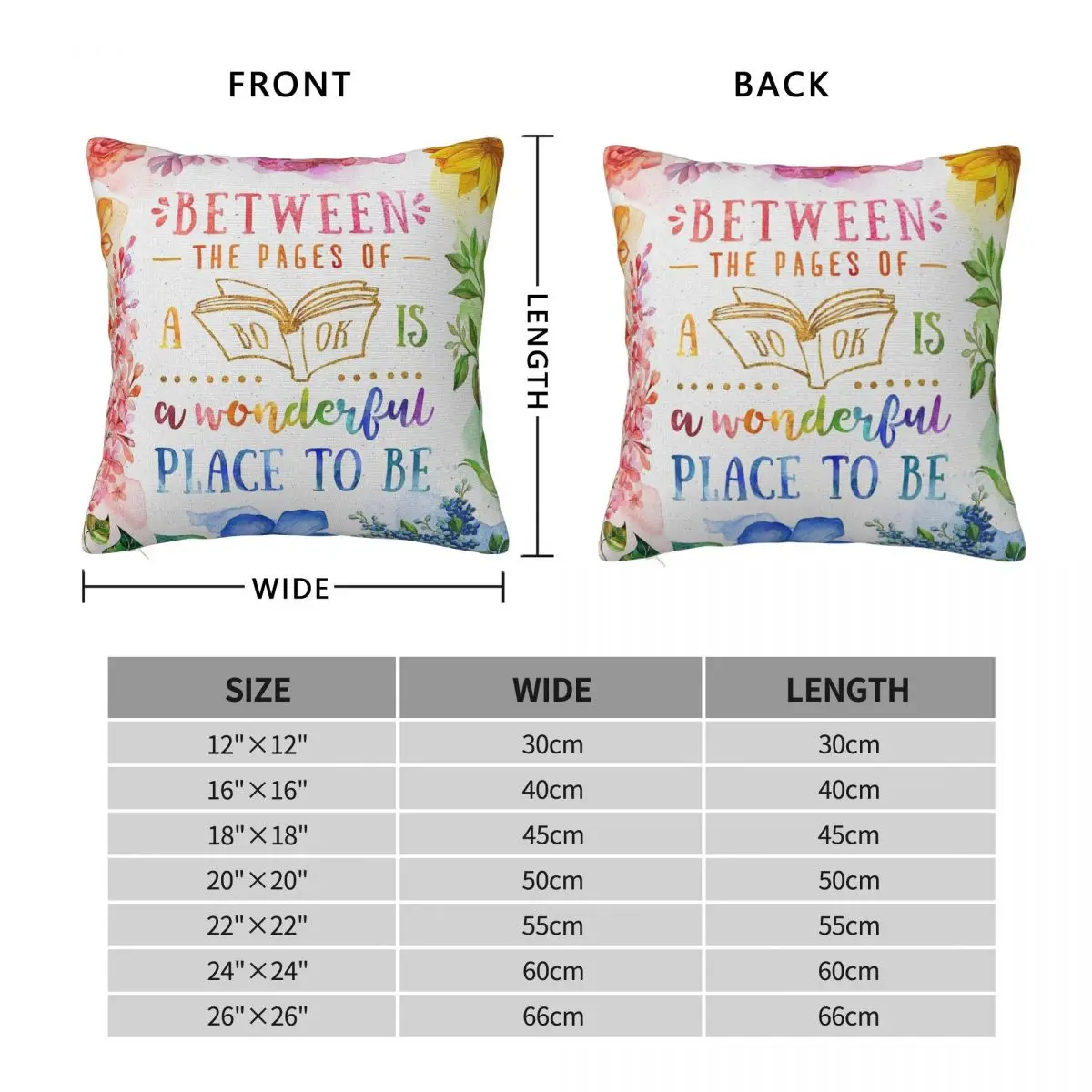 Between The Pages Square Pillowcase Polyester Linen Velvet Pattern Zip Decor Bed Cushion Cover