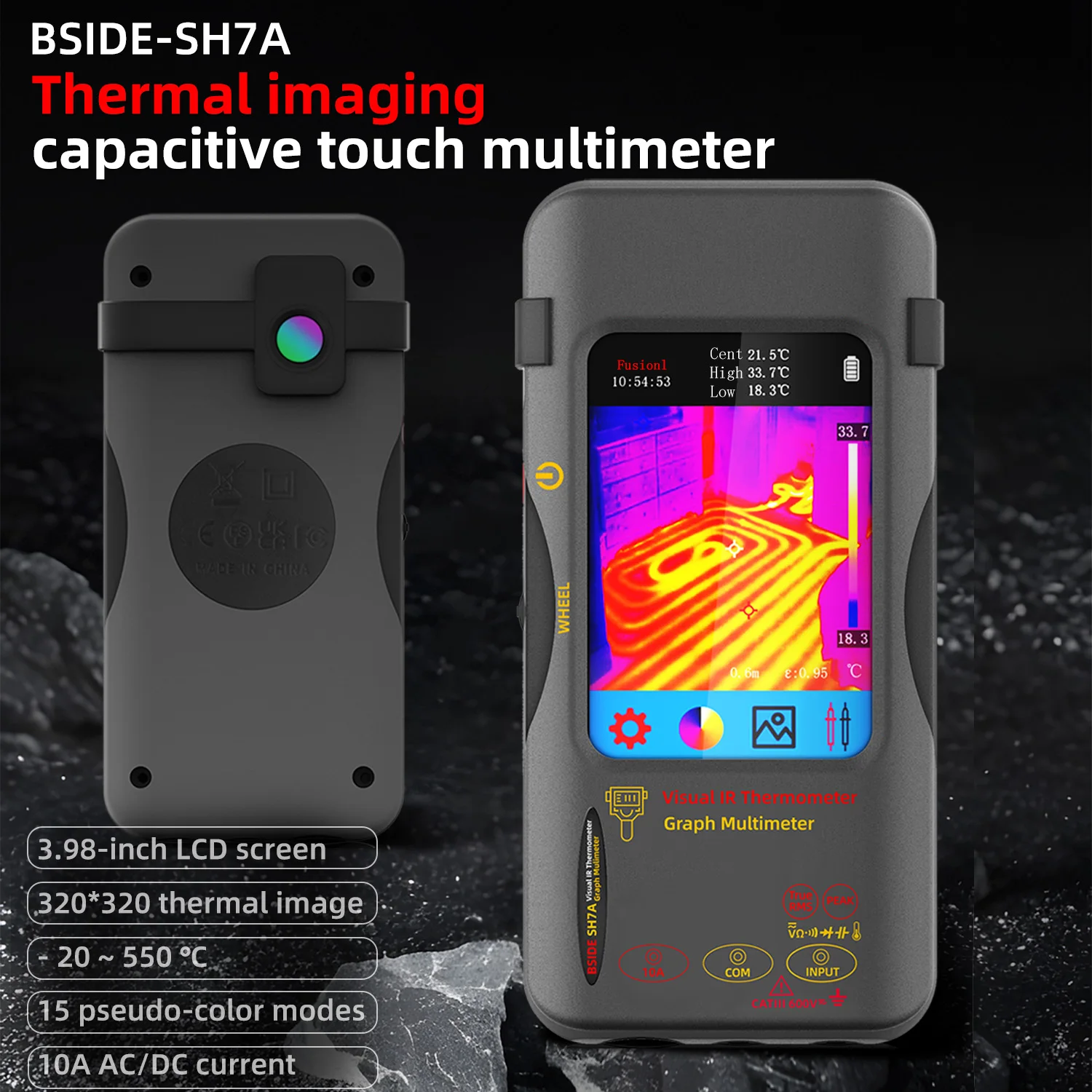 BSIDE Thermal Imager Multimeter 320*320 resolution 3.98 inch touchable 15 color palettes circuit board repair SH7A