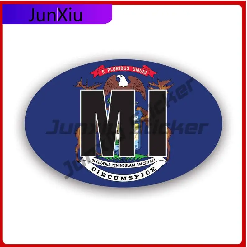 

Michigan Flag Oval Sticker Uv Protected V2 Mi Euro Car Sticker Vinyl Decal Waterproof Durable For Car Window Laptop Bumper Gift