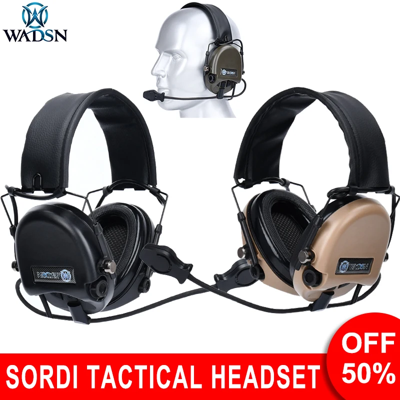 WADSN Tactical Shooting Headset Softair Sordin Headphone Communication Earphone No Noise Reduction U94 PTT Kenwood Plug