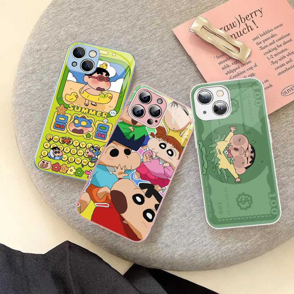 

Cartoon Crayon-ShinChans Phone Case Tempered Glass For iphone 14 13 12 11 Pro Mini XS MAX 14Plus X XS XR Fundas