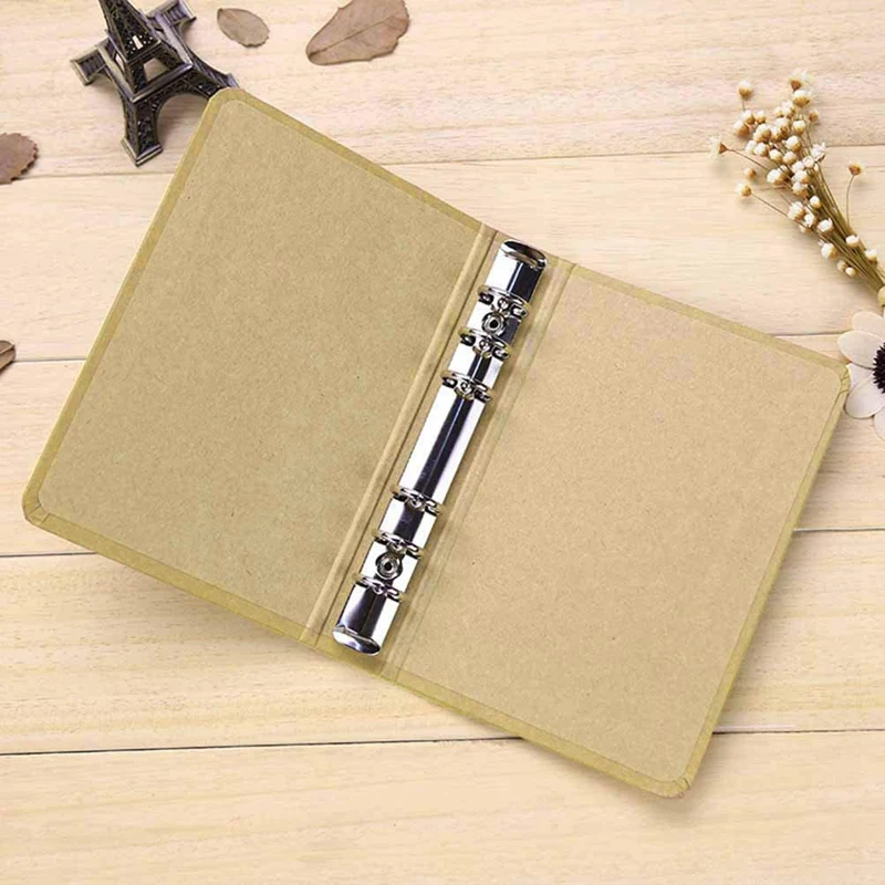 กระดาษคราฟท์โฟลเดอร์แหวนเครื่องผูกสีน้ำตาลในรูปแบบ A6 DIN