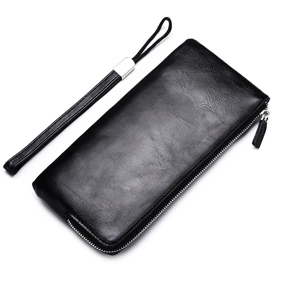 Men's Long Wallet Fashionable Youth Zipper Men's Phone Bag Ultra-thin Leather Wallet Coinpurse Multifunctional Card Bag